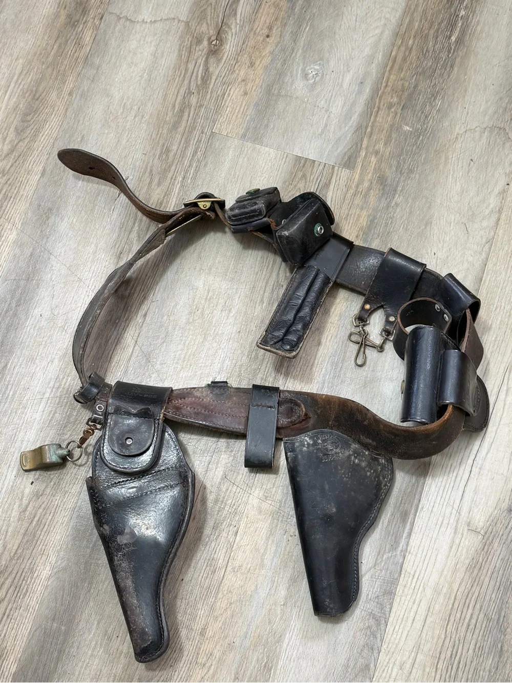 Vintage Bucheimer WWII Army Tactical Belt w/ Wesson Handcuffs Whistle & Holster